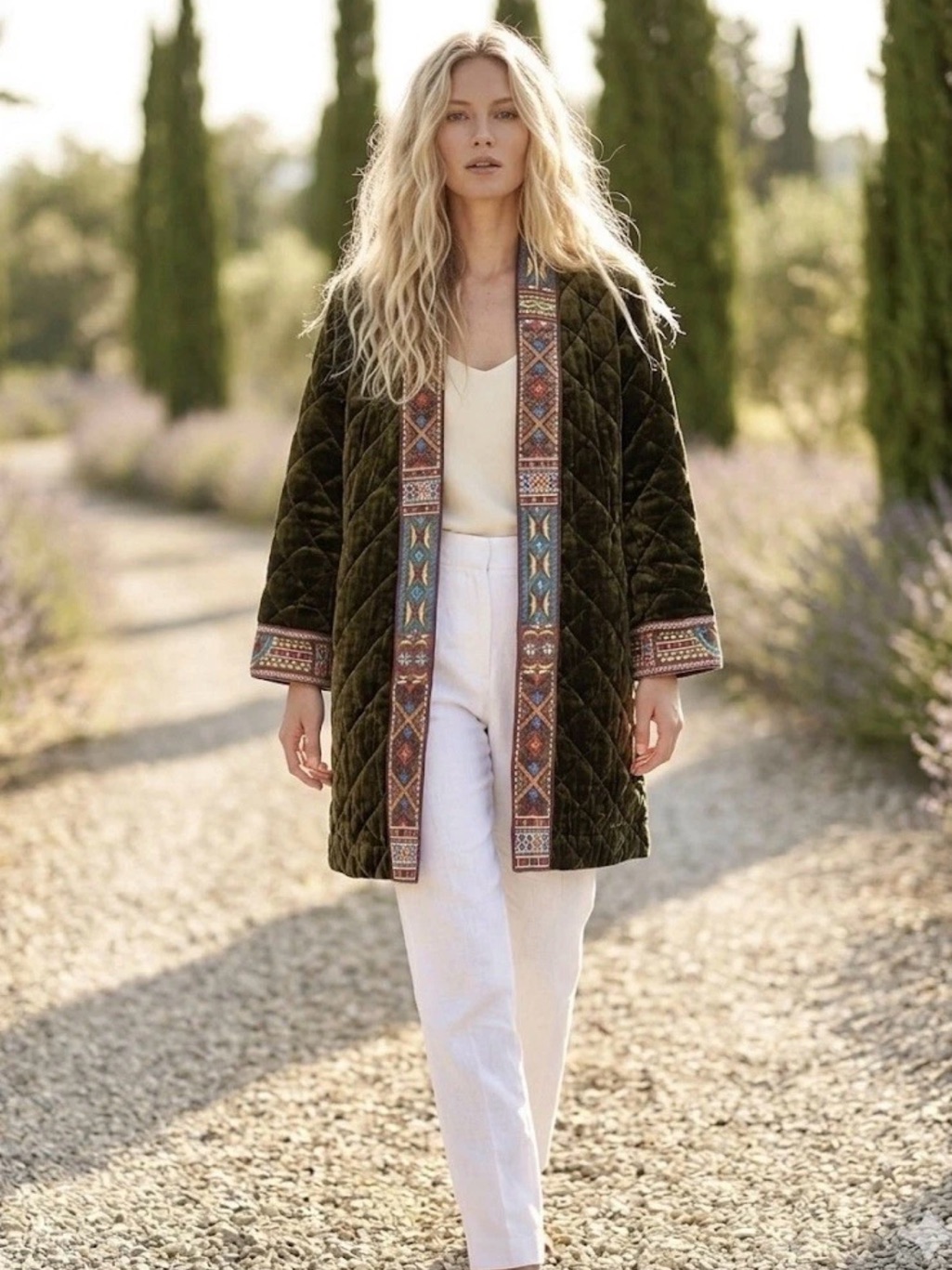 Johnny Was Naomi Tiger Eye Quilted Embroidered Jacket/Kimono.